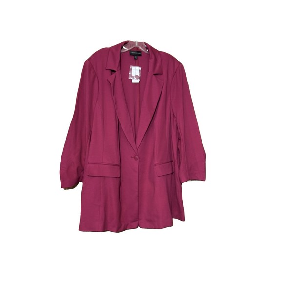 Lane Bryant Magenta Jacket Blazer Women’s 24 1 Button Ruched Sleeves NWT - Picture 1 of 7